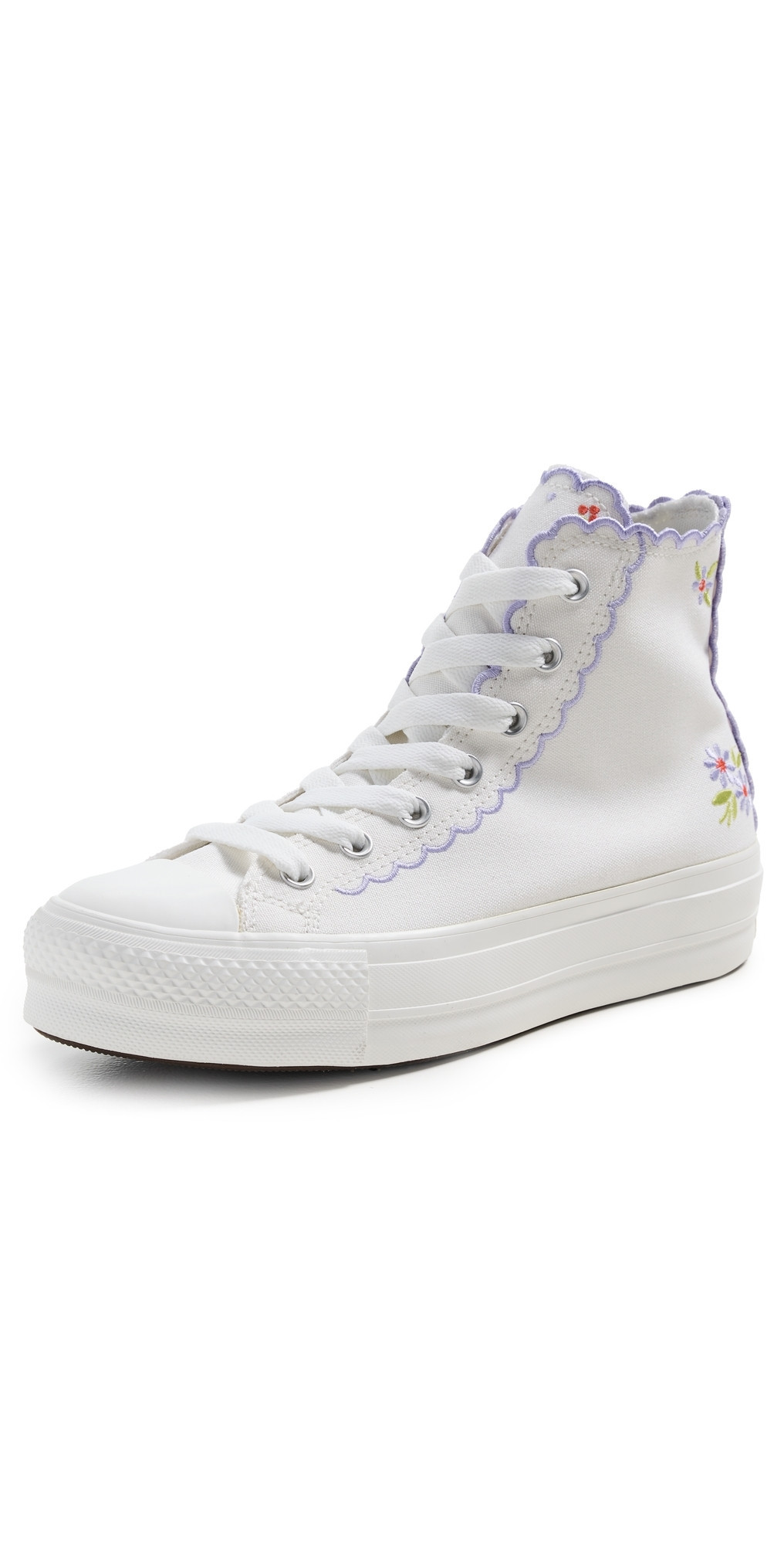 Converse Chuck Taylor All Star Lift Platform Embroidered Flowers Sneakers Vintage White/Violet Heat 9 | Shopbop
