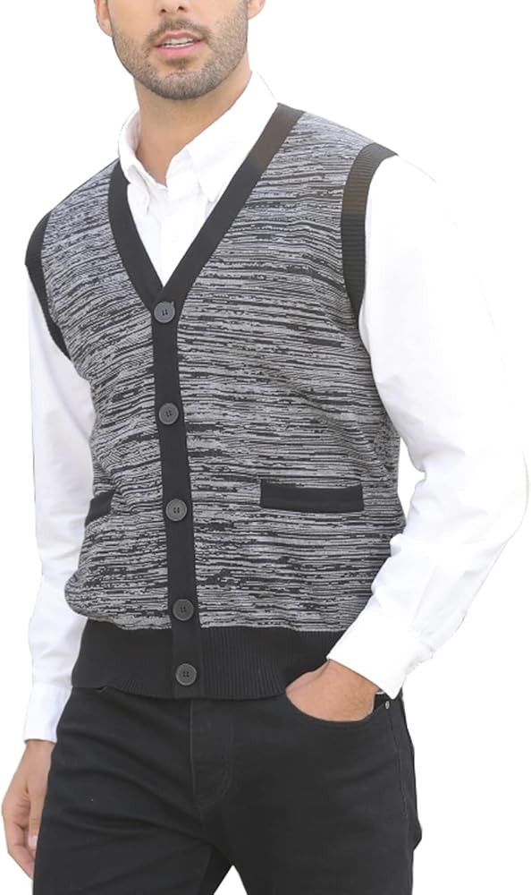 Aoysky Men's Sweater Vest Relaxed Fit V Neck Sleeveless Button Cardigan Knitwear | Amazon (US)
