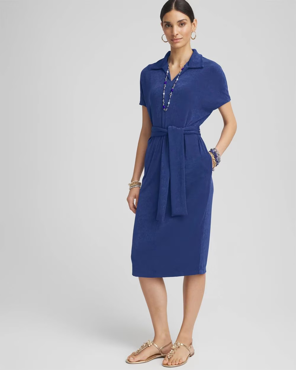 Travelers™ Belted V-Neck Collared Dress | Chico's