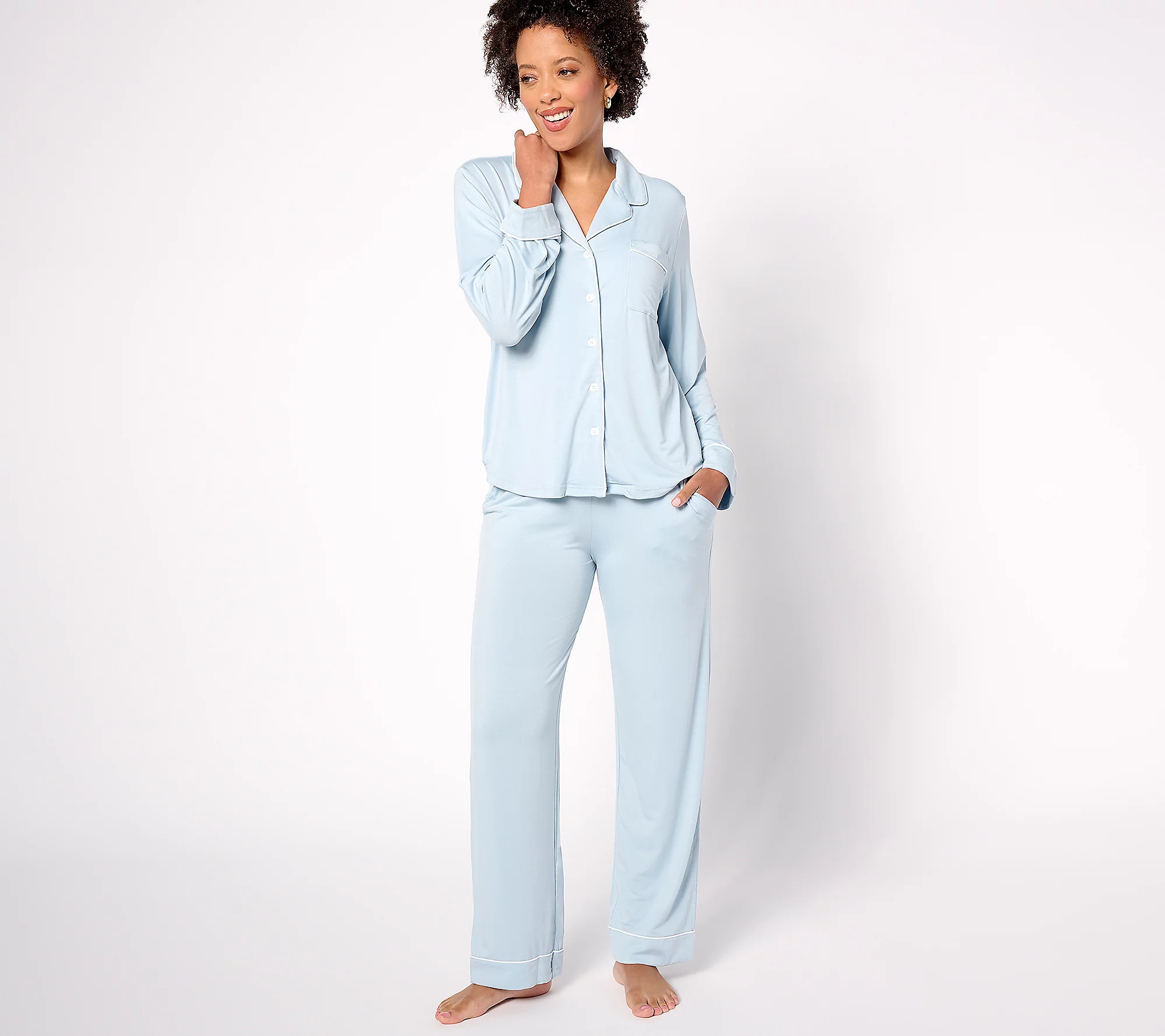 Cozy Earth Women's Stretch Knit Long Sleeve Pajama Set | QVC