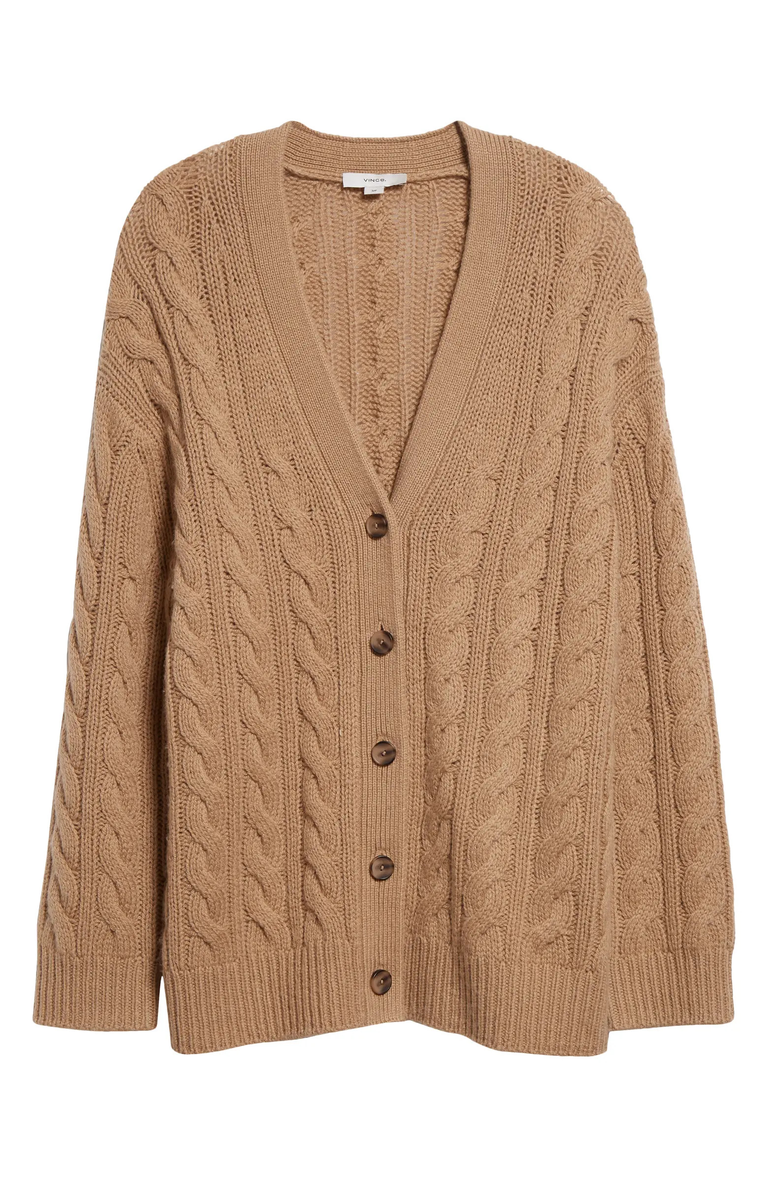 Vince Oversize Wool & Cashmere Cable Cardigan | Nordstrom | Nordstrom