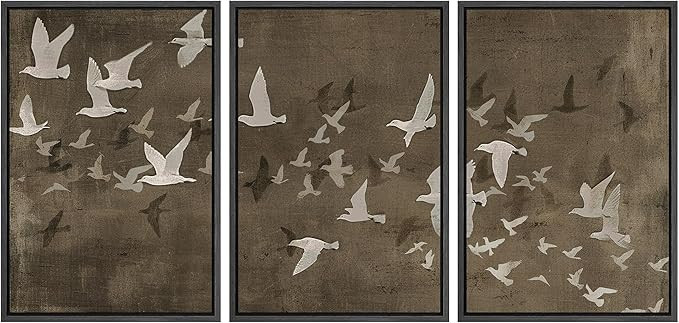 MUDECOR Framed Wall Art Print Set Flock of Abstract Birds in Flight Earthy Tones Illustrations Mo... | Amazon (US)