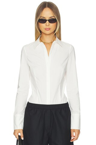 St. Agni Classic Shirt Bodysuit in White from Revolve.com | Revolve Clothing (Global)
