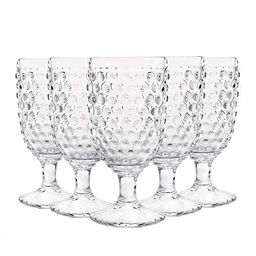 G Hobnail Drinking Glasses 6 Set, 13.3 oz Vintage Water Goblets Iced Tea Beverage Goblets Hobnail Glassware,Hobnail Goblet Glasses,Glass Cups for Wine,Soda,Juice,Dinner Parties,Bars, Restaurants Clear | Amazon (US)