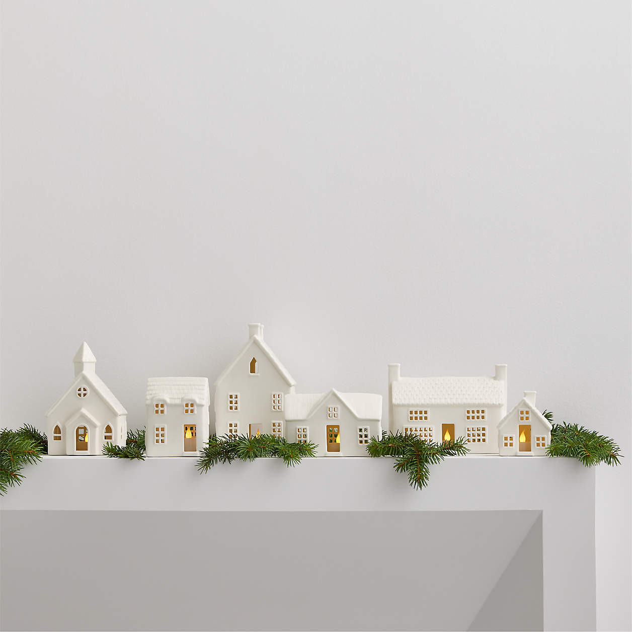 Cotswold Village Ceramic White Church | Crate & Barrel | Crate & Barrel