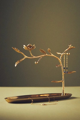 Mina Floral Gold Metal Jewelry Stand | Anthropologie (US)