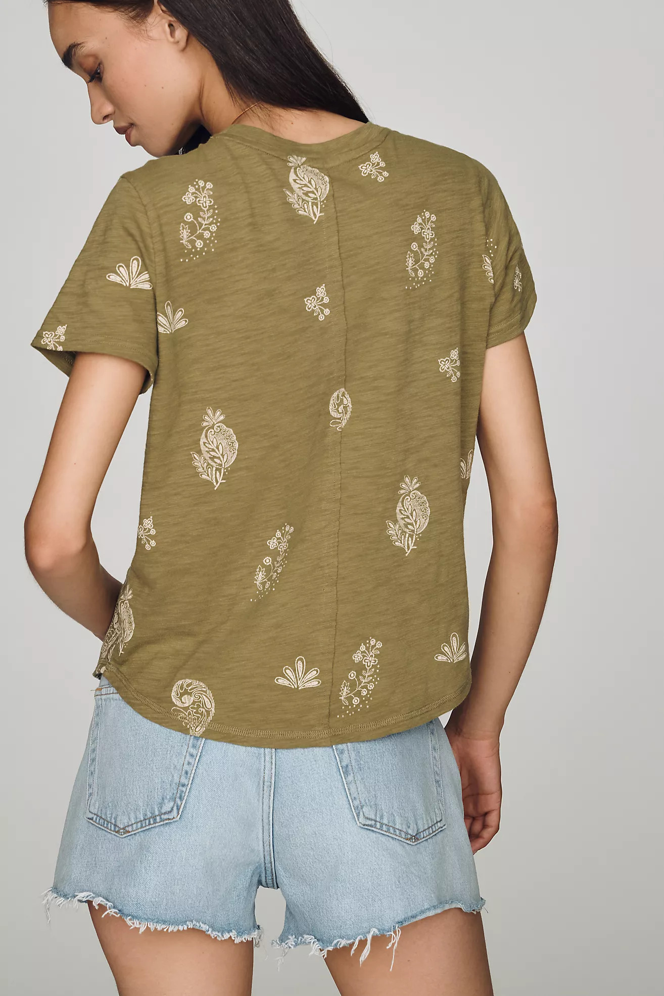 Pilcro Bennie Cotton Slim Crew Neck Tee | Anthropologie (US)