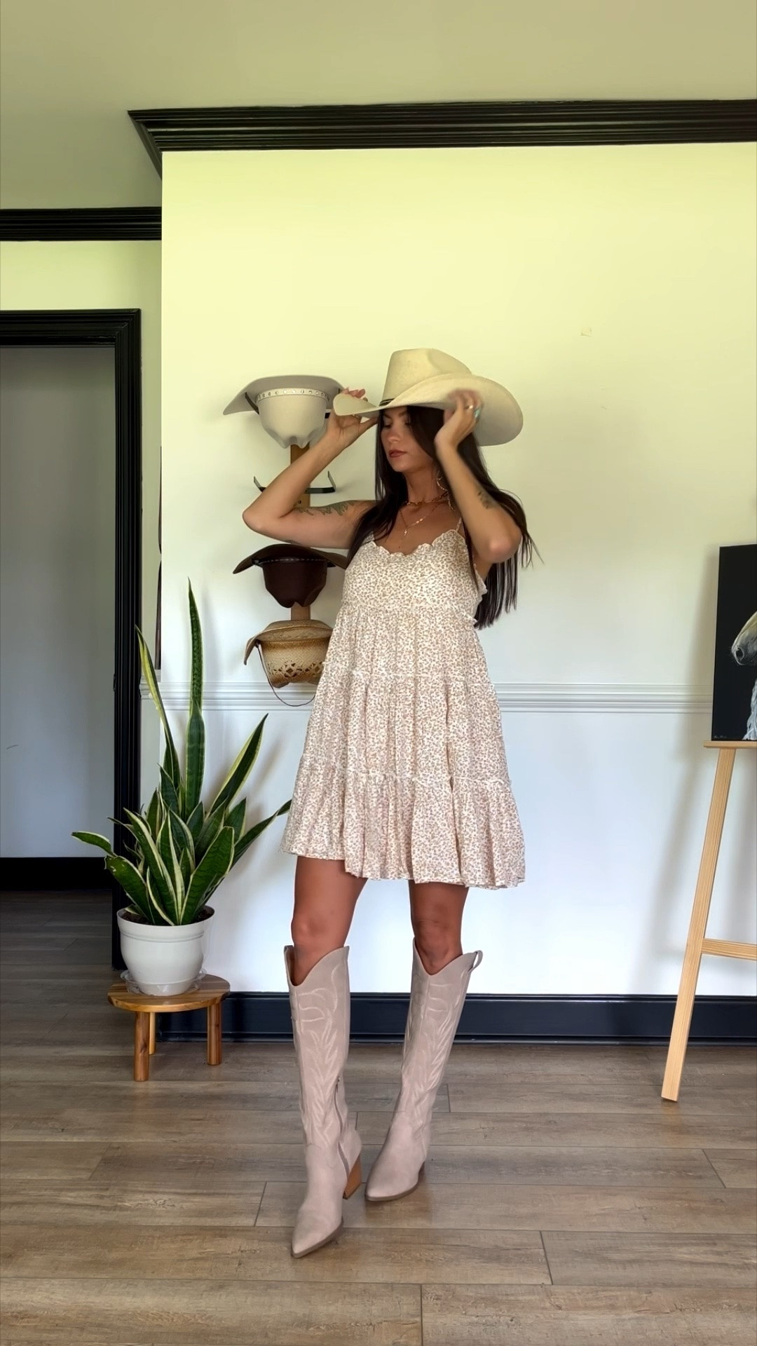 What a darling mini babydoll dress! Wearing size xs. Code LORI to save on boots. Earrings from Highway Hippie code LORI10

#LTKootd #LTKgrwm #LTKSeasonal