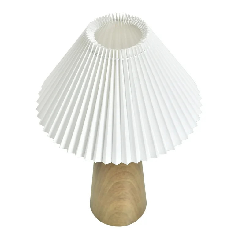 Better Homes & Gardens Wood Grain Finish Table Lamp with Pleated Shade | Walmart (US)
