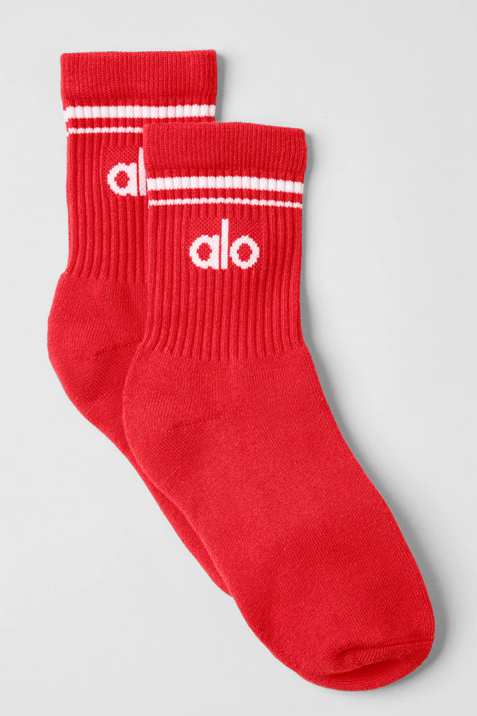 Unisex Half-Crew Throwback Sock - Red Hot Summer/White | Alo Yoga (US)