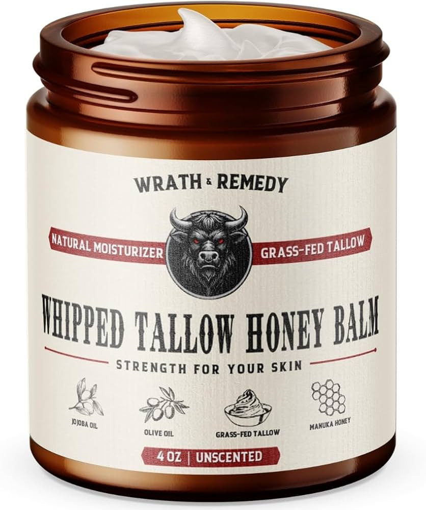 Wrath & Remedy Handmade Whipped Organic Beef Tallow for Skin - 4 OZ (Unscented) — Grass Fed Bee... | Amazon (US)