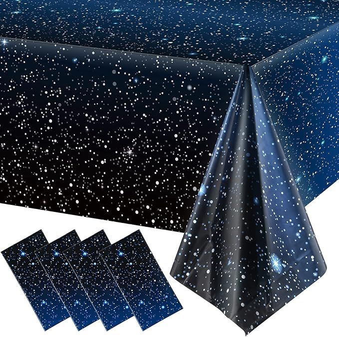 Space Tablecloth Starry Night Tablecloth Decorations Plastic Galaxy Table Cover Space Stars Theme... | Amazon (US)