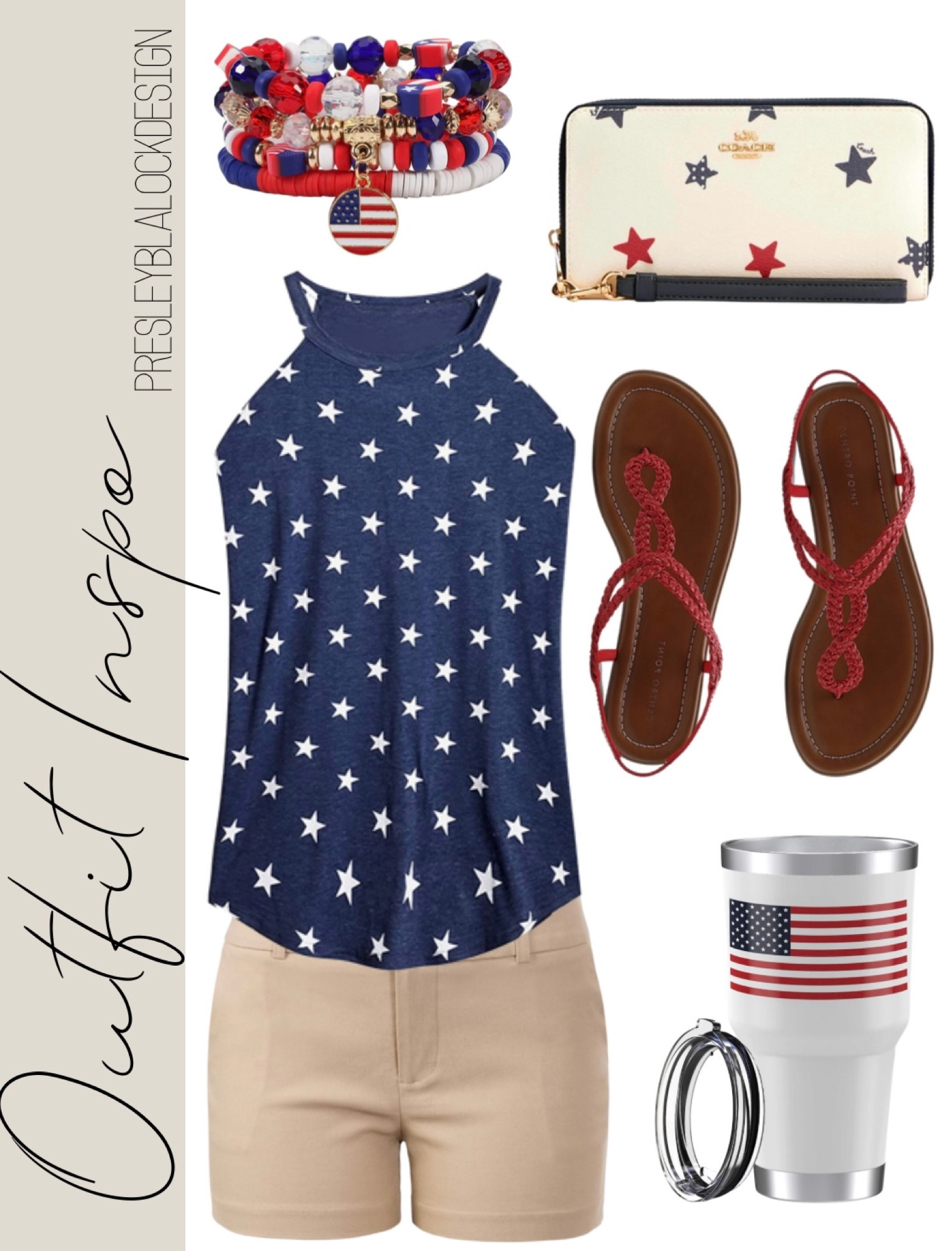 4th of July / Patriotic Outfit / Amazon Finds / Amazon Fashion / Red White and Blue / American Flag / Tumbler Cup / Braided Sandals / Starry Tank / Bracelet Stack

#LTKSeasonal #LTKitbag #LTKunder50
