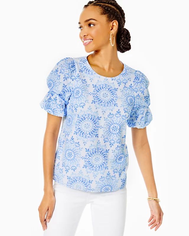 Lailah Short Sleeve Eyelet Top | Lilly Pulitzer | Lilly Pulitzer