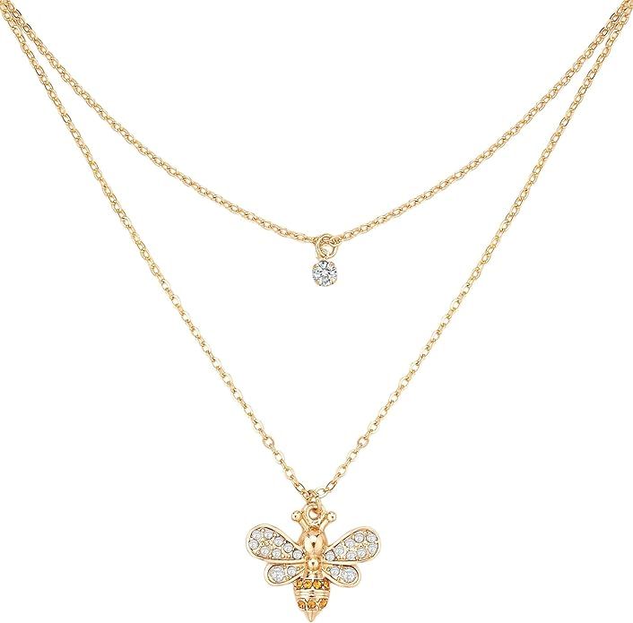 Bee Necklaces for Women Girls 14K Gold Plated Bee Pendant Necklaces Long Dainty Gold Necklace Tre... | Amazon (US)