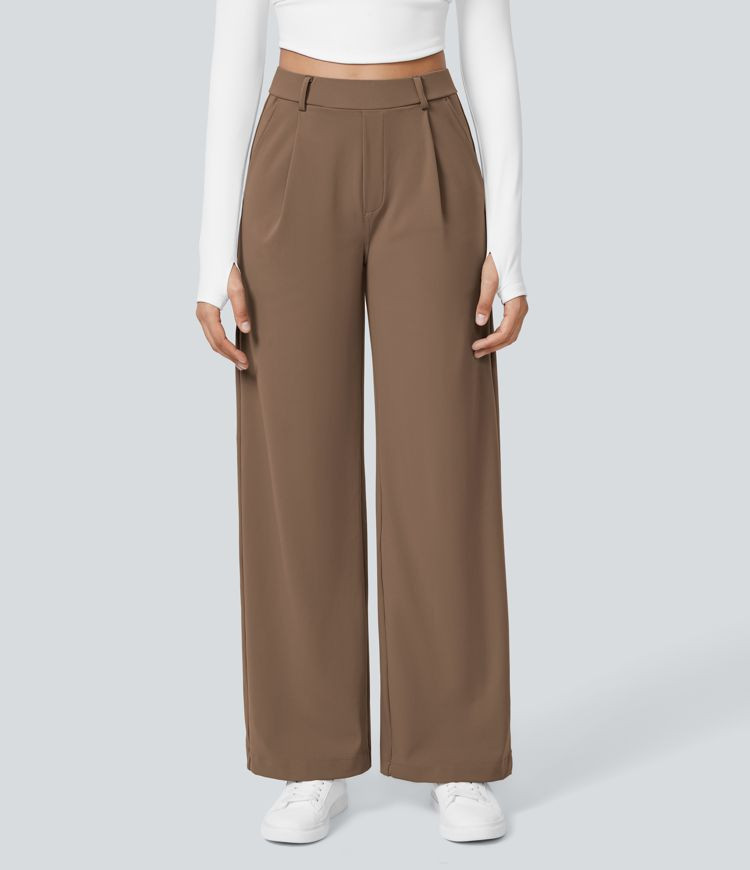 Women’s HaloTek Air™ High Waisted Side Pocket Straight Leg Work Pants - Halara | HALARA