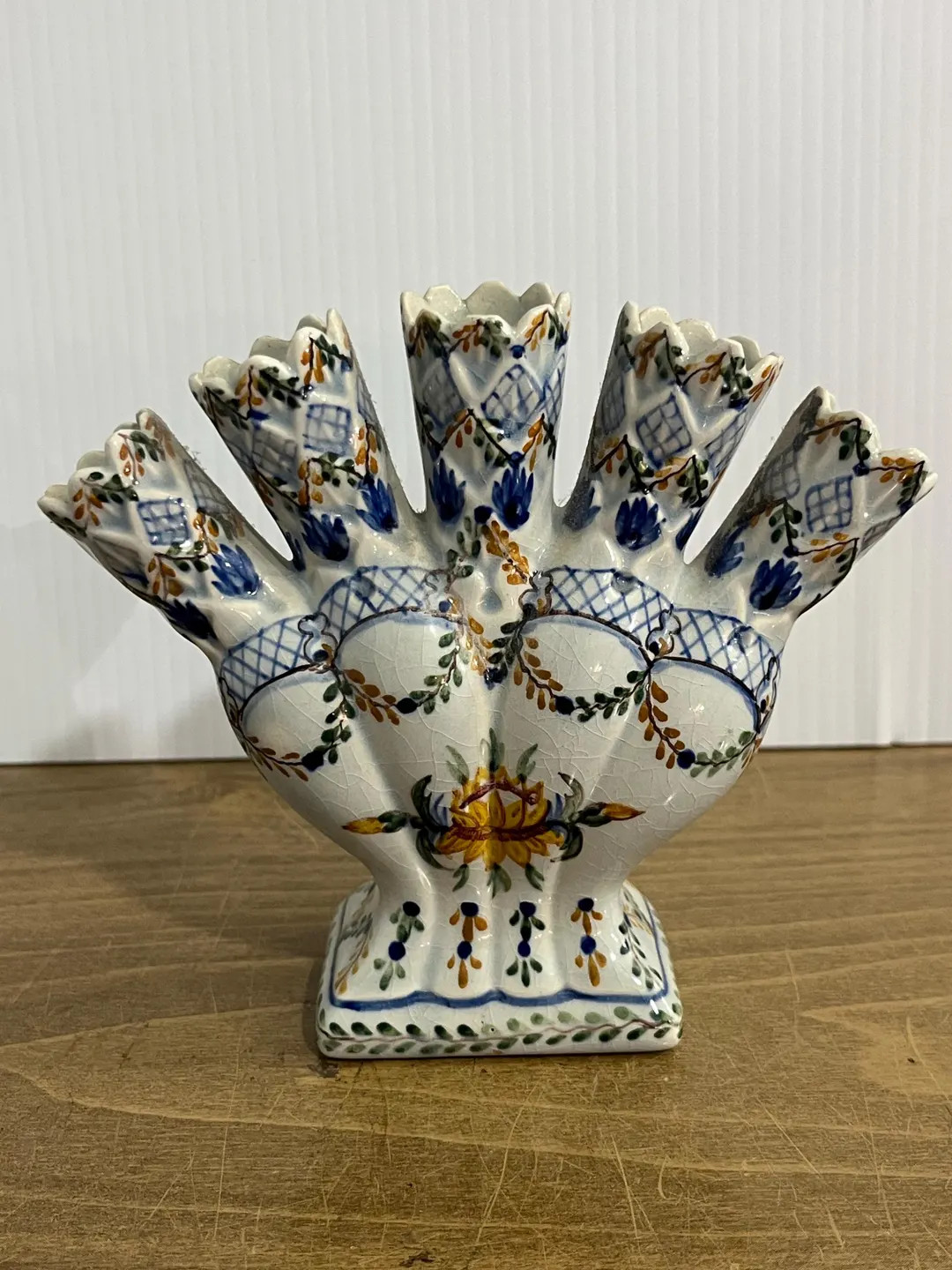 Vintage Carvalhinho Porto Portuguese Painted Ceramic 5 Fingers Tulip Vase | Etsy (US)