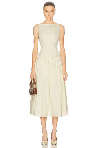 Mirror Palais Kissing Booth Lady Length Dress in Butter | FWRD | FWRD 