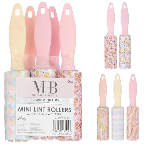 5pc Mini Lint Rollers Value Pack - Colorful Compact Mini Lint Roller for Travel, Household Essentials Pet Hair Removal Tool & Lint Removers for Clothing (Smiley) | Amazon (US)