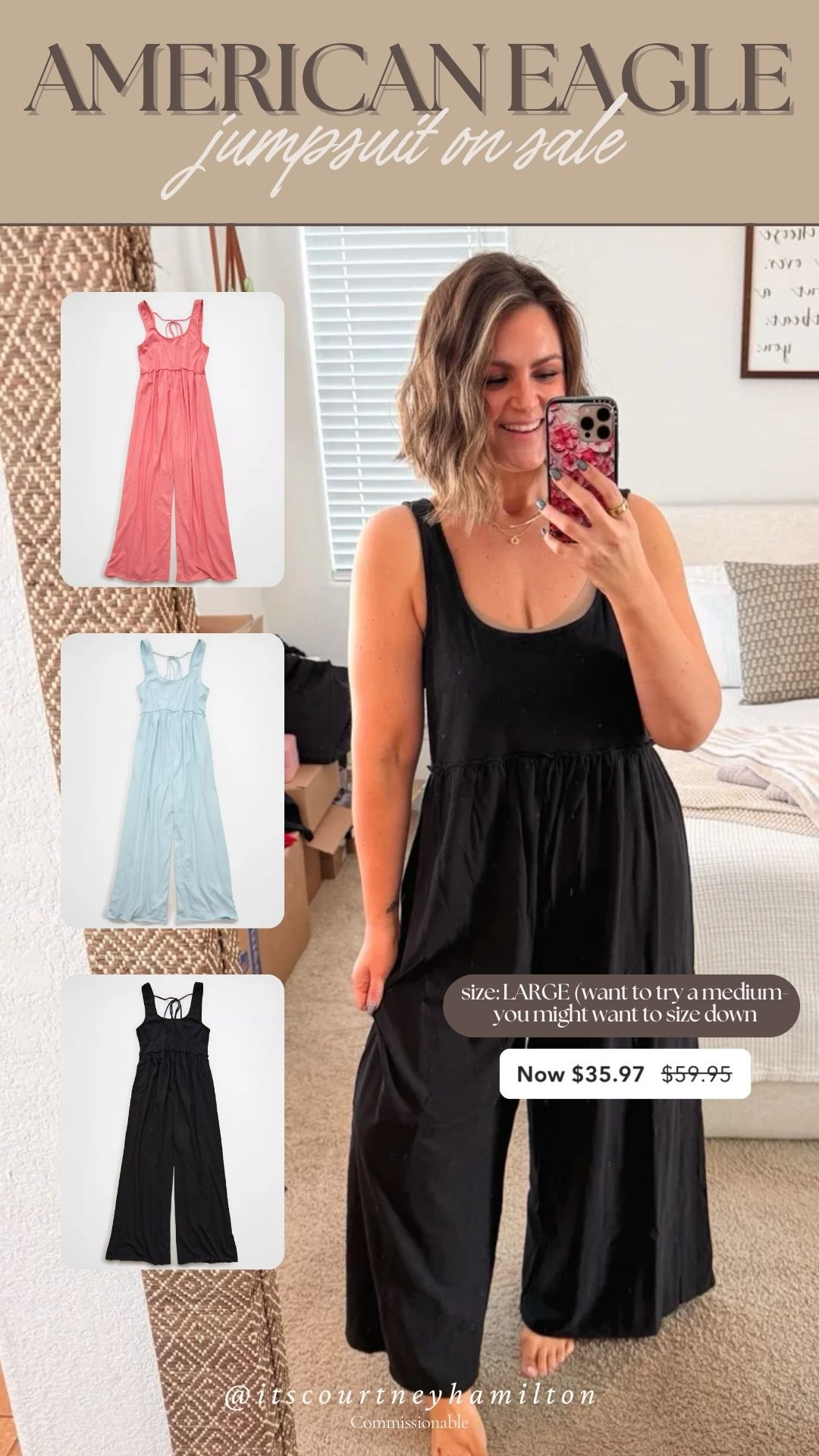 This jumpsuit from American Eagle is on sale! I am wearing a large, but I would like to size down and try a medium!

sale alert, spring outfit, spring fashion, midsize fashion, new arrvials, vacation outfit, beach outfit, courtney hamilton 

 #LTKootd #LTKSeasonal #LTKSaleAlert