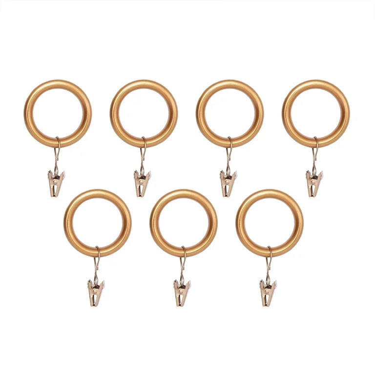 Better Homes & Gardens Modern Metal Curtain Clip Rings in Gold, 1 in. (2.54 cm) Diameter, 7-Pack ... | Walmart (US)