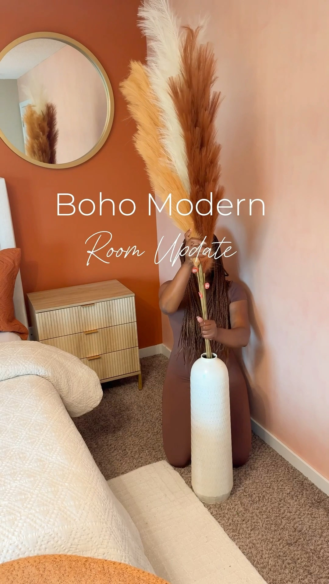 Boho room updates part 5! Y’all definitely have to try out the new indigo bedding line by Egypt Sherrod! So soft and high quality. I wanted the bedding for this update to be more neutral and with darker rust pillows as well. I’ll share a more detailed post on the bedding. 


Added trim I used in my bathroom to the tv for now to bring in the color scheme a bit. I also use art screensavers too so it’s not just a black screen. Destiny’s Child say my name orange room is what people said my room reminded them of so had it playing in the background lol.


Added new curtains, vanity chair, and the rest of the wallpaper from love vs design. 

#bohoroom #bohomodern #home #diy #shanicelashaystyle #roommakeover #neautralbedroom 

#LTKFamily #LTKHome #LTKStyleTip