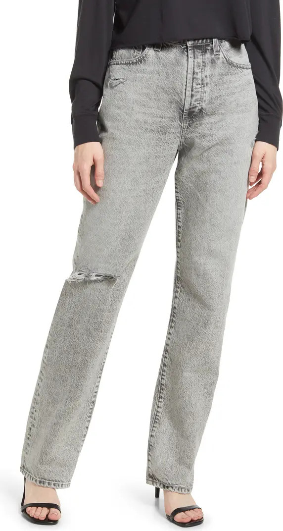 Ezzra Ripped High Waist Relaxed Straight Leg Jeans | Nordstrom Rack