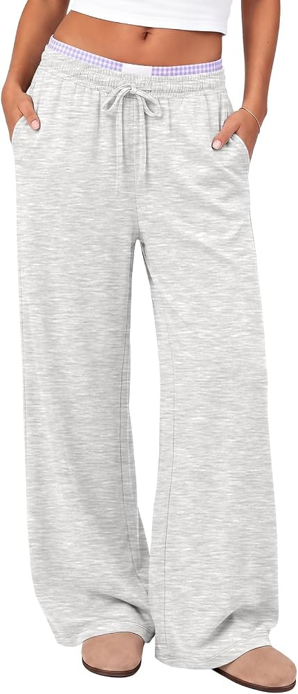 Trendy Queen Women's Wide Leg Sweatpants Lounge Pants with Pockets | Amazon (US)