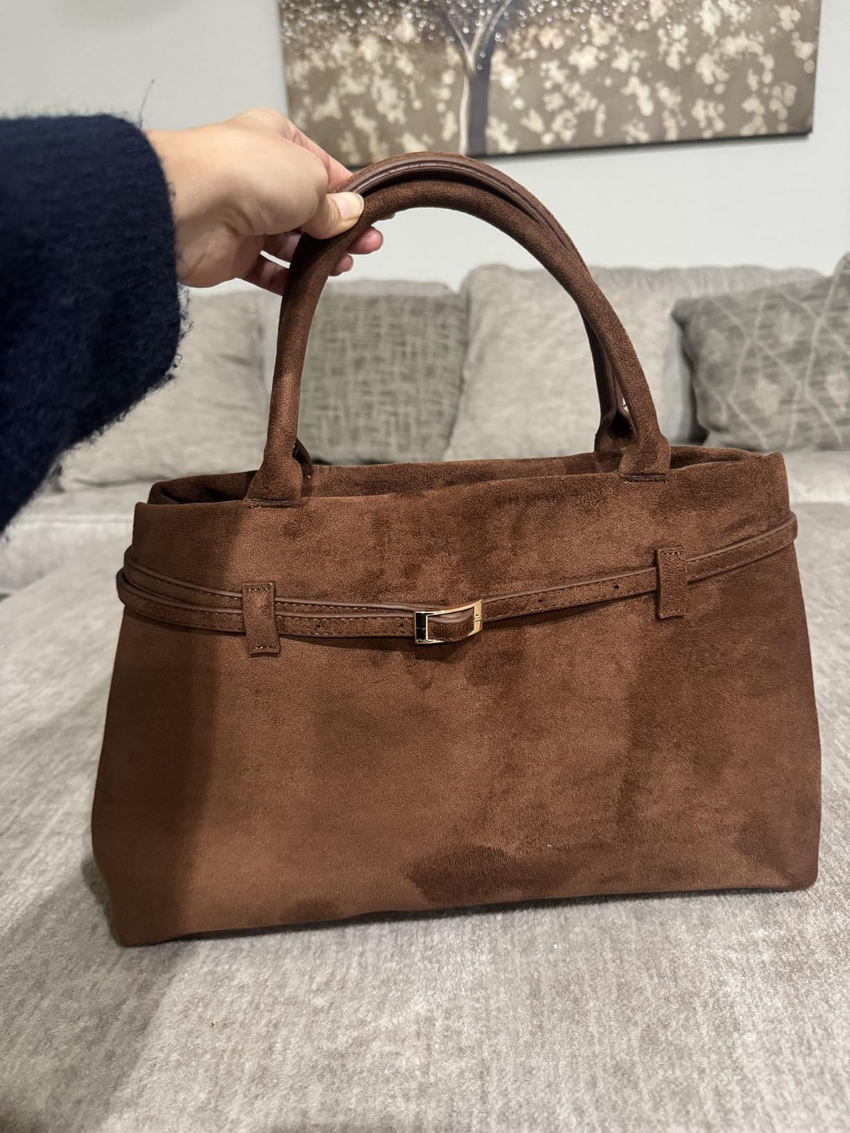 Base'ic Suede Tote Bag for Women – Slouchy Faux Suede Shoulder Purse, Large Capacity Fashion Ha... | Amazon (US)