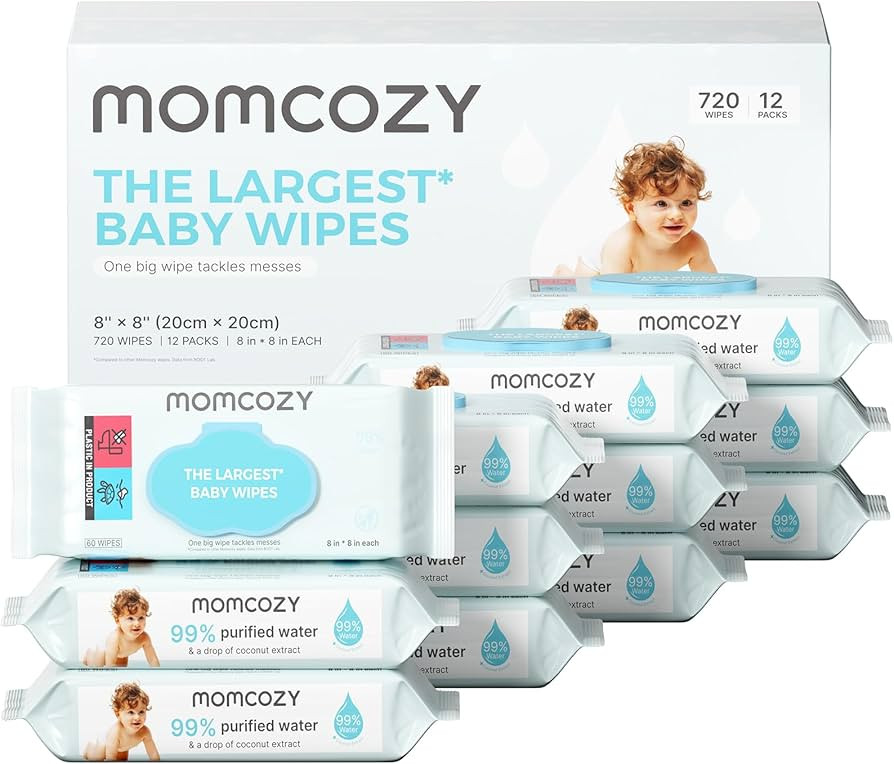 Momcozy Baby Wipes-Extra Large Size Design, 99% Water Based, Unscented & Hypoallergenic, Cleansin... | Amazon (US)