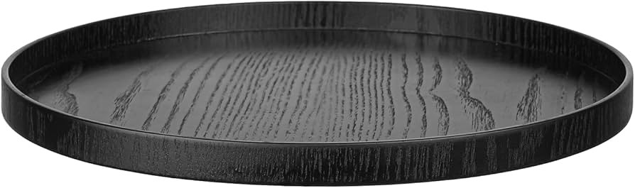 Round Solid Wood Serving Tray Large Tea Coffee Table Snack Food Meals Serving Plate Non-Slip Kitc... | Amazon (US)