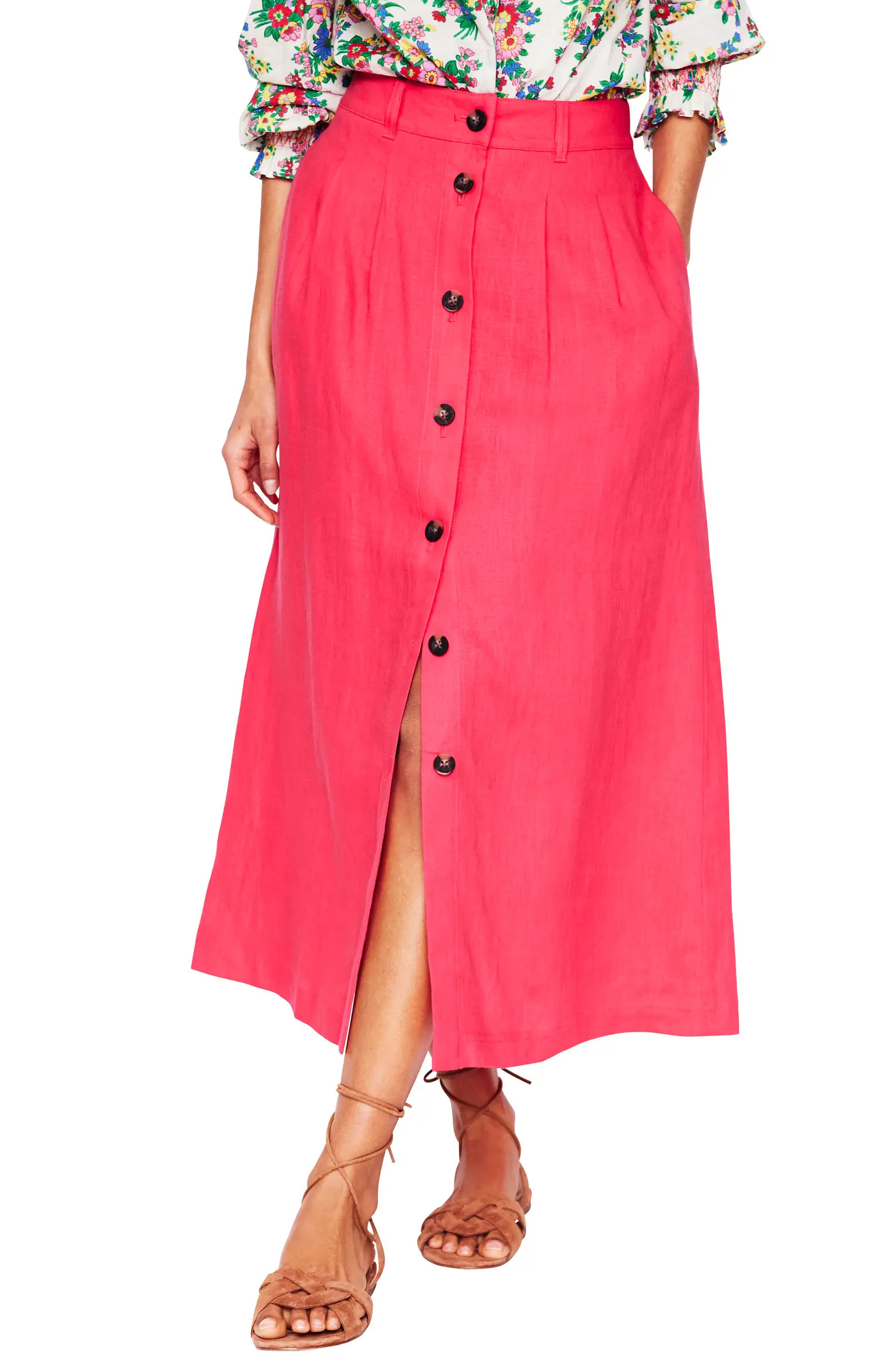 Boden Thomasina Linen Midi Skirt | Nordstrom | Nordstrom