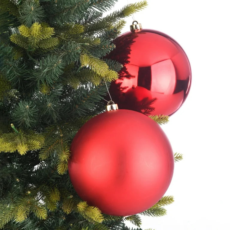 2-Count Red Jumbo Shatterproof Christmas Ornaments, 7.8 in, by Holiday Time | Walmart (US)