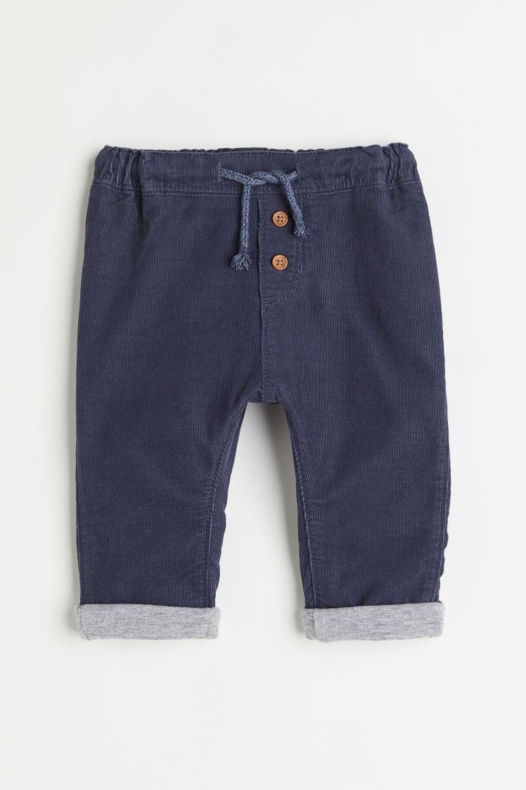 Fully Lined Corduroy Pants - Dark brown/plaid - Kids | H&M US | H&M (US + CA)