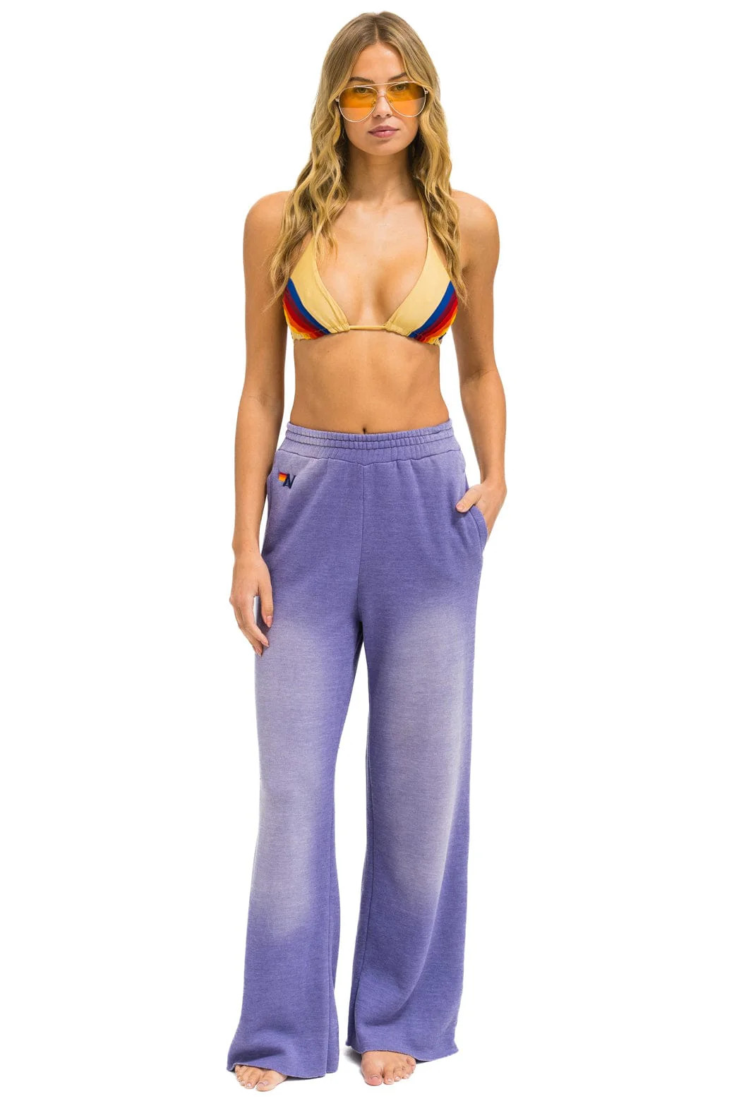 ESSENTIAL WIDE LEG POCKET SWEATPANTS - FADED GRAPE | Aviator Nation
