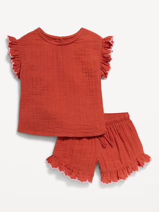 Short-Sleeve Ruffled Top and Shorts Set for Toddler Girls | Old Navy (US)