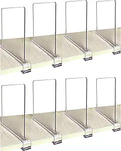 CY craft Shelf Dividers for Closets, 8PCS Clear Acrylic Shelf Divider for Wood Shelves and Clothe... | Amazon (US)