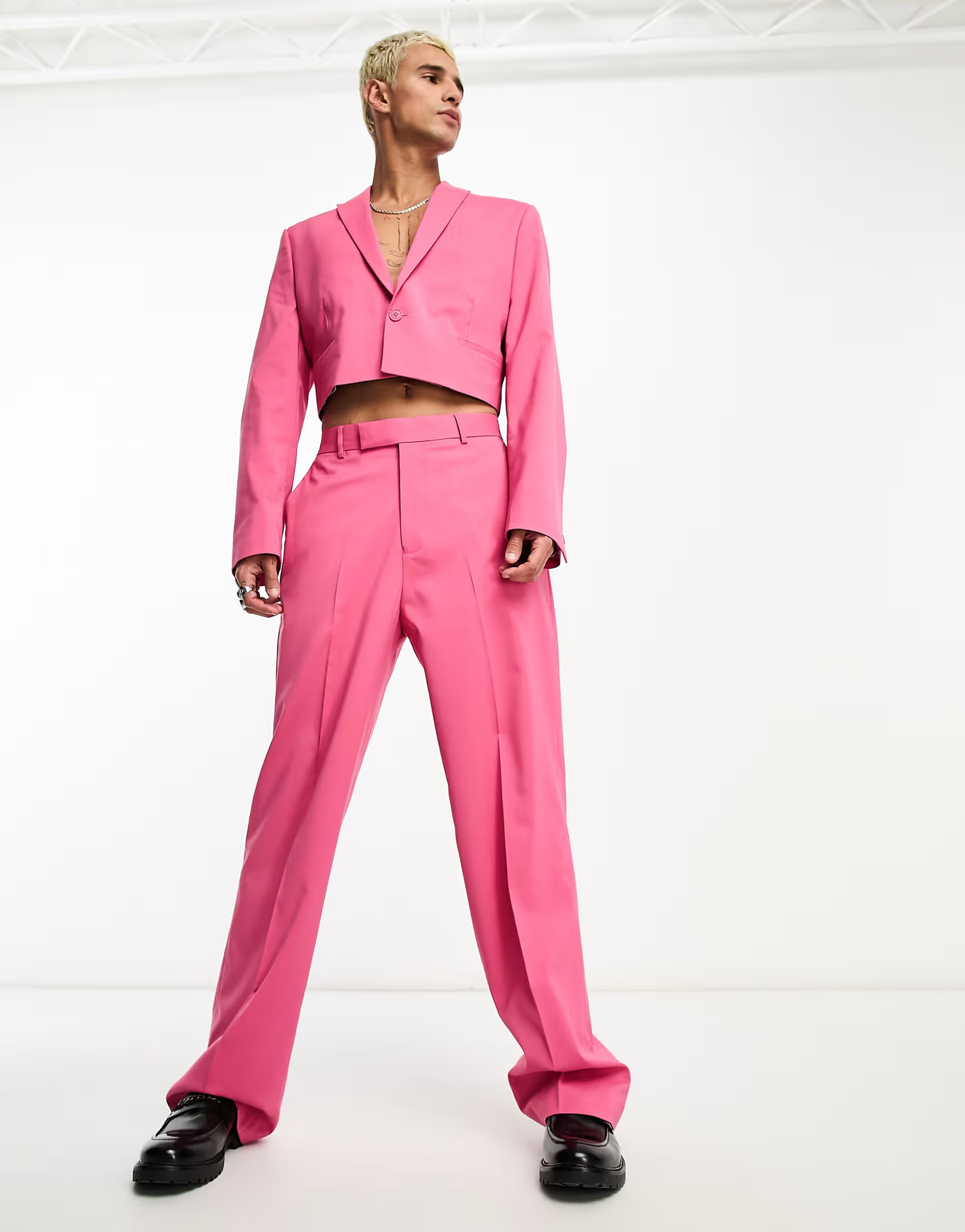 ASOS DESIGN wide leg suit trousers in hot pink | ASOS (Global)