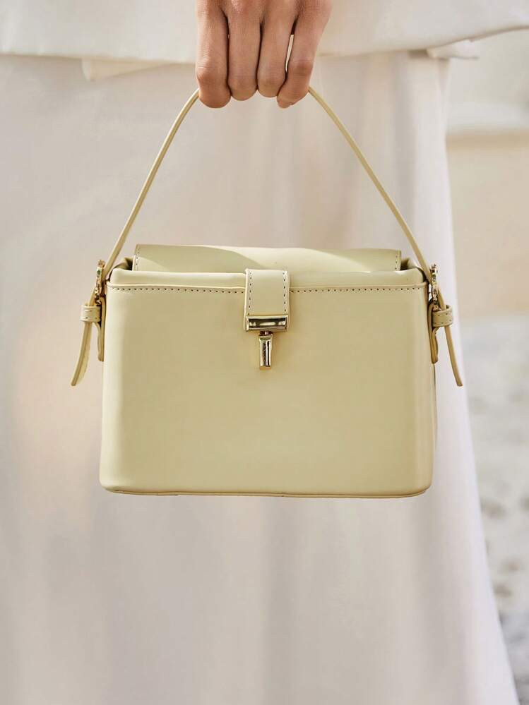 SHECARRY Women Top Handle Bags Retro PU Leather Autum Winter School Travel Commute Work Elegance Exquisite T Lock Hand-Carry Or Cross-Body, Fashionable Butter Yellow Bag For Women | SHEIN