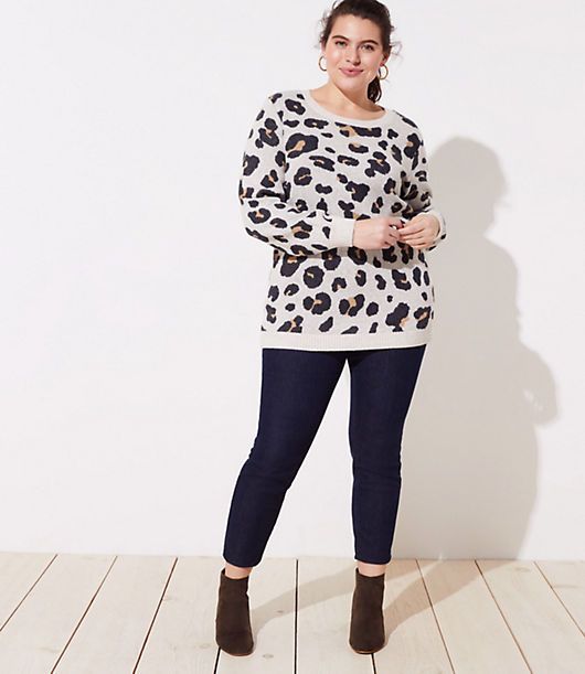 LOFT Plus Leopard Jacquard Sweater | LOFT