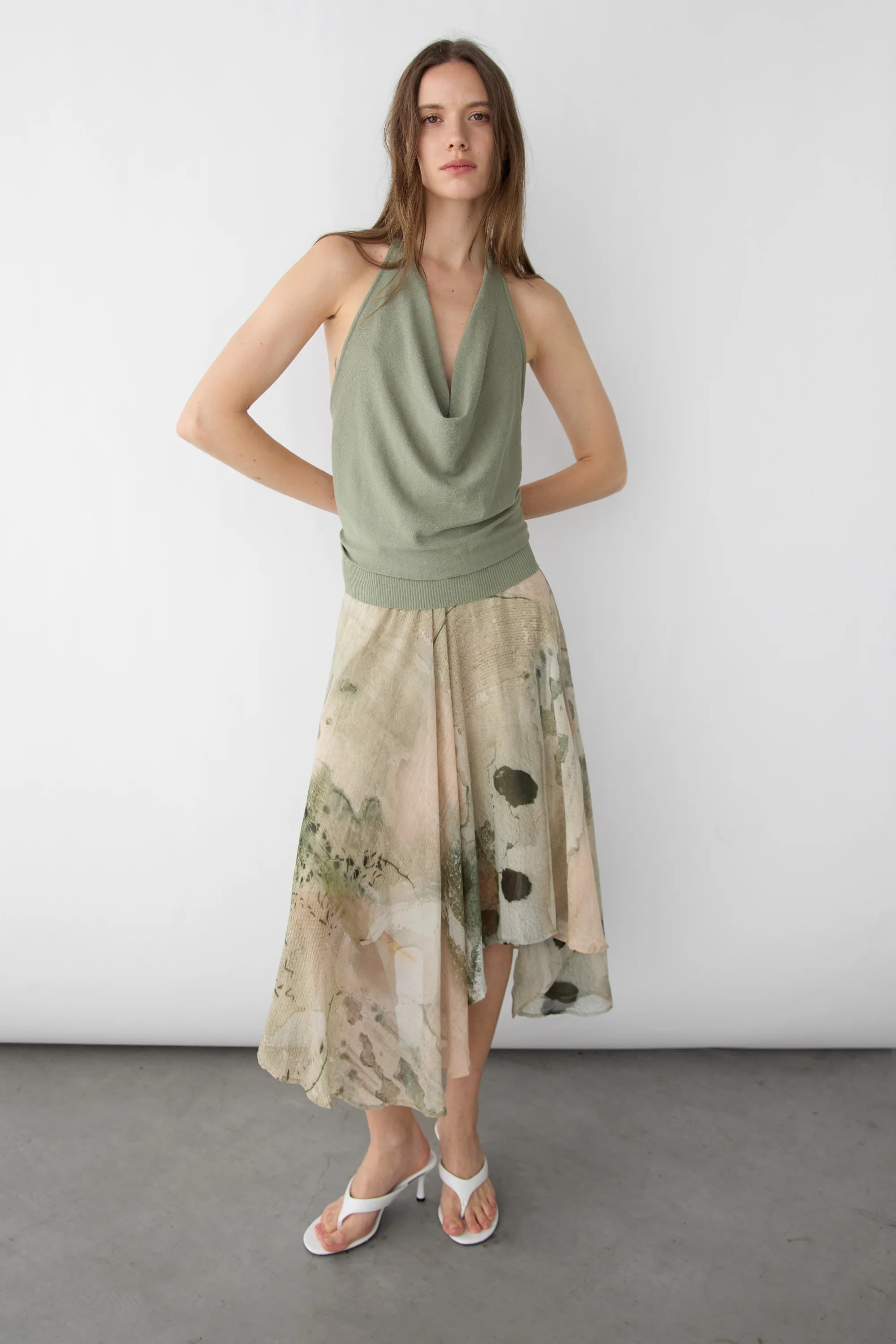 KNIT COWL NECK HALTER TOP | OAK + FORT