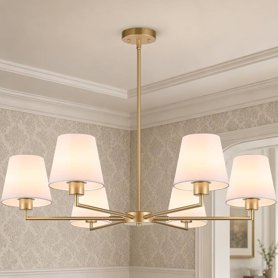 Brass Gold Chandeliers for Dining Room, 36" 6 Light No Assembly Required Antique Modern Gold Chan... | Amazon (US)