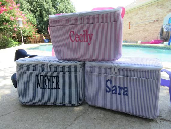 Personalized Seersucker Lunch Box Lunch Tote Lunchbox Lunch - Etsy | Etsy (US)