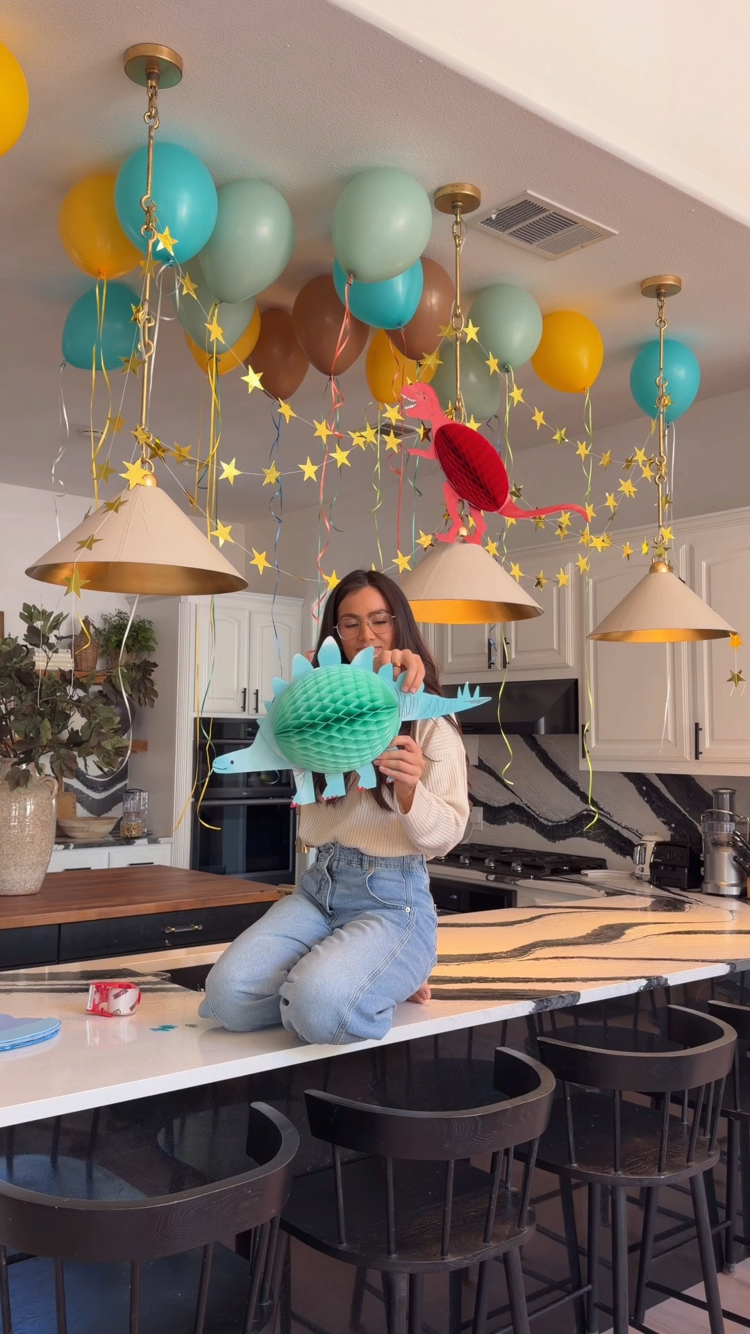 Dinosaur birthday decor! These cute fines are all from target I love the star garland and the pop-up dinosaurs so perfect for a toddler or boys birthday

#LTKmomlife #LTKKids