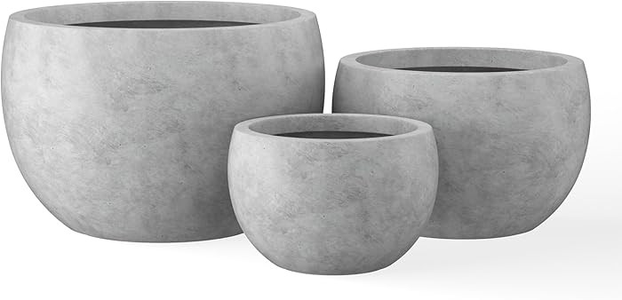 Kante 19.9",15.7",11.8" Dia Round Concrete Planter Set of 3, Outdoor/Indoor Large Bowl Plant Pots... | Amazon (US)