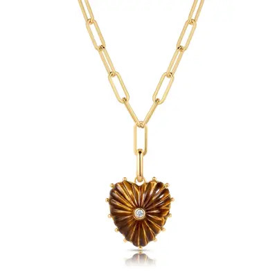 THATCH Malene Heart Charm Paperclip Pendant Necklace in Amazonite at Nordstrom | Nordstrom