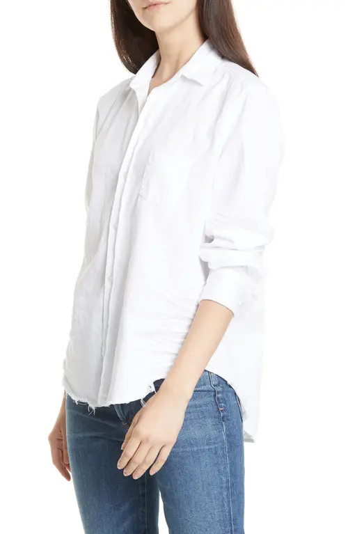 Frank & Eileen Eileen Relaxed Button-Up Shirt in White Tattered Wash Denim at Nordstrom, Size X-Large | Nordstrom