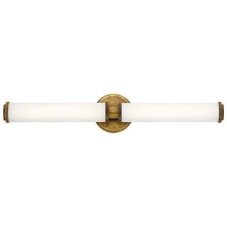 KICHLER Indeco 27 in. Natural Brass Integrated LED Linear Transitional Bathroom Vanity Light Bar ... | The Home Depot