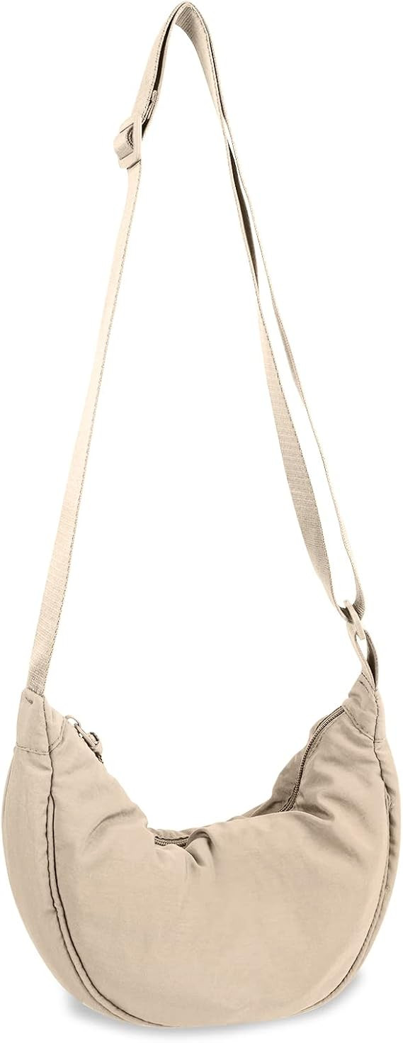 Nylon Crescent Crossbody Bag for Women Purses Trendy Men,Small Travel Sling Bag Hobo | Amazon (US)