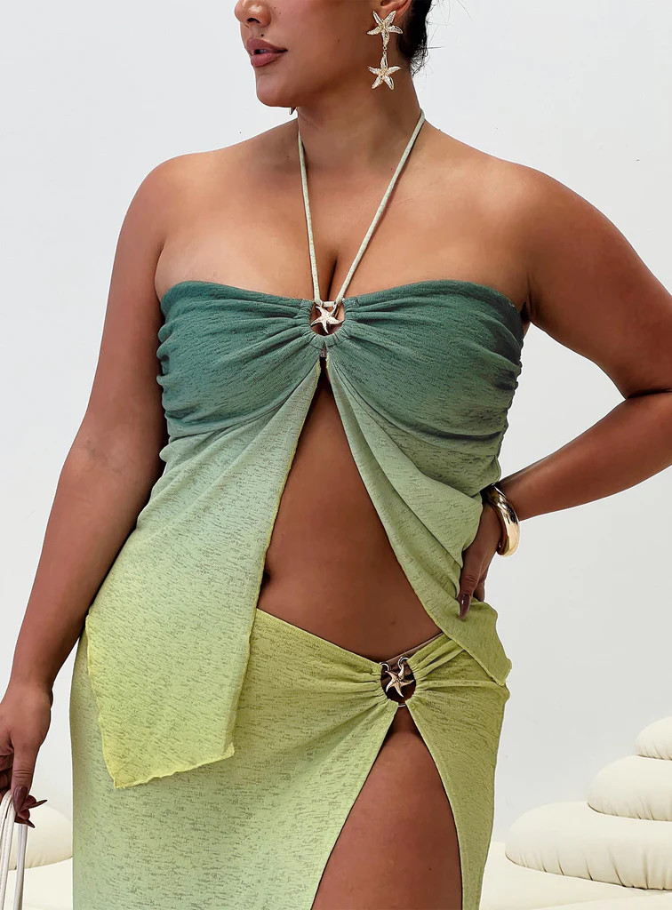 Star Girl Top Green Ombre Curve | Princess Polly US